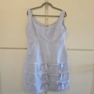 Gretchen Scott Designs Bluish/Grey  Silk Dress, Slvls Empire Low Scoop, NWT, L